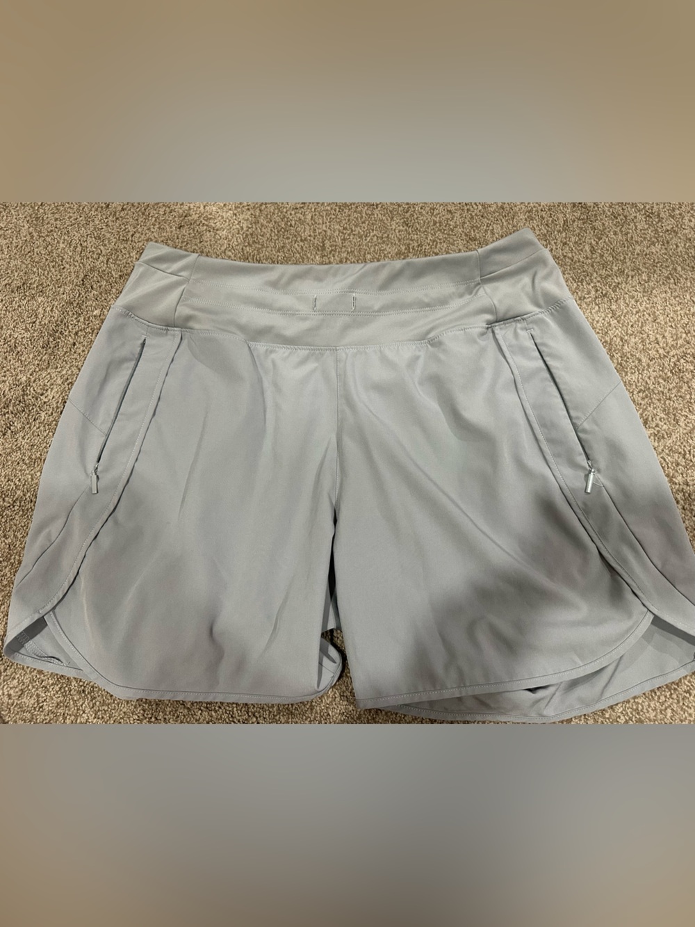Women's Athletic Shorts in Light Gray with Zip Pockets